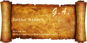 Getto Albert névjegykártya